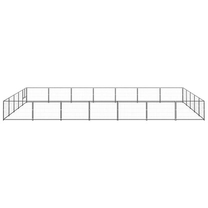 Hondenkennel 35 m² staal zwart 700 x 500 x 70 cm Zwart