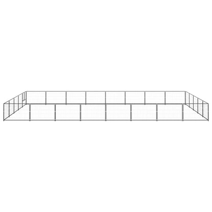 Hondenkennel 40 m² staal zwart 800 x 500 x 70 cm Zwart