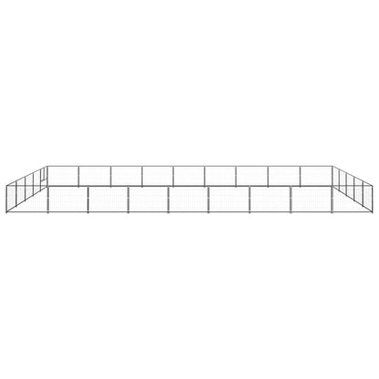 Hondenkennel 45 m² staal zwart 900 x 500 x 70 cm Zwart