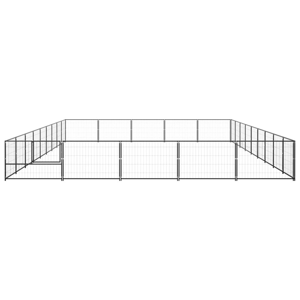 Hondenkennel 45 m² staal zwart 900 x 500 x 70 cm Zwart