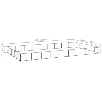 Hondenkennel 45 m² staal zwart 900 x 500 x 70 cm Zwart