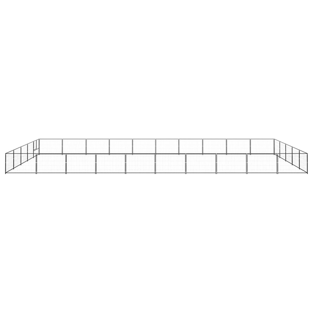Hondenkennel 50 m² staal zwart 1000 x 500 x 70 cm Zwart