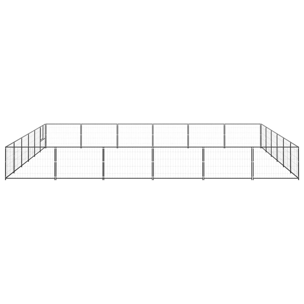 Hondenkennel 36 m² staal zwart 600 x 600 x 70 cm Zwart