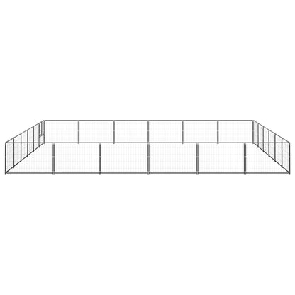 Hondenkennel 36 m² staal zwart 600 x 600 x 70 cm Zwart