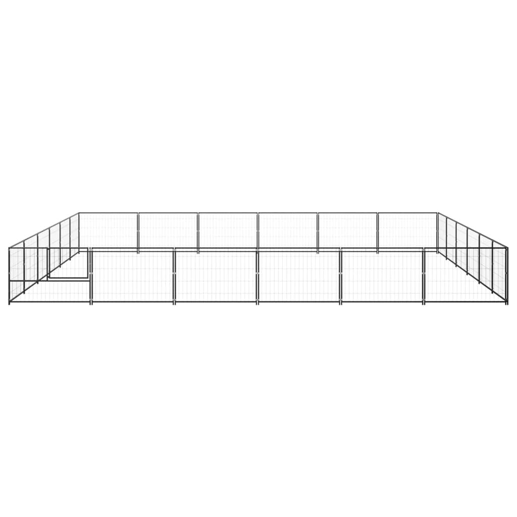 Hondenkennel 36 m² staal zwart 600 x 600 x 70 cm Zwart