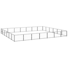 Hondenkennel 42 m² staal zwart 700 x 600 x 70 cm Zwart