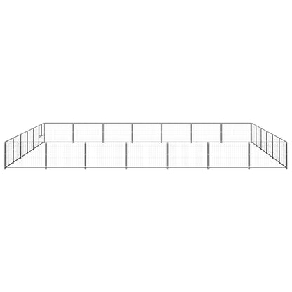 Hondenkennel 42 m² staal zwart 700 x 600 x 70 cm Zwart