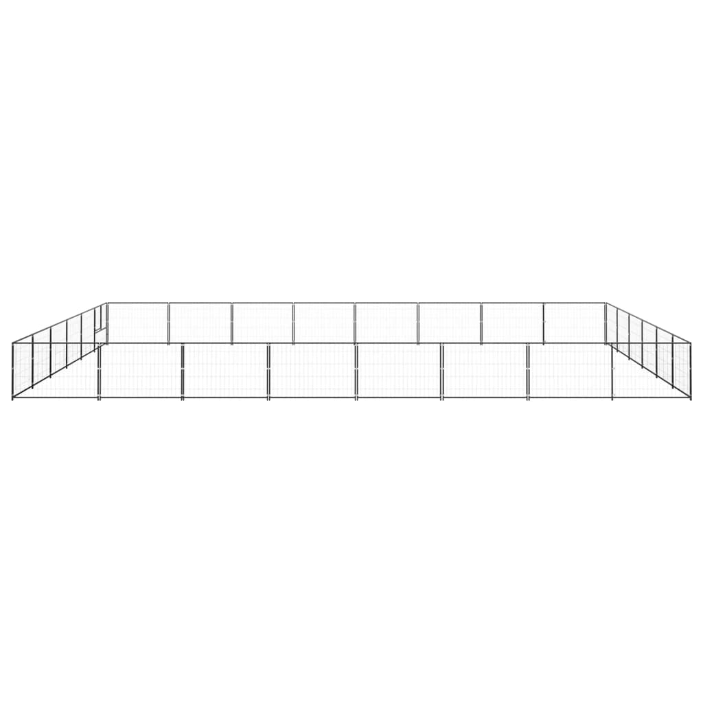 Hondenkennel 48 m² staal zwart 800 x 600 x 70 cm Zwart