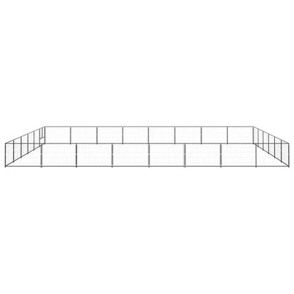 Hondenkennel 48 m² staal zwart 800 x 600 x 70 cm Zwart
