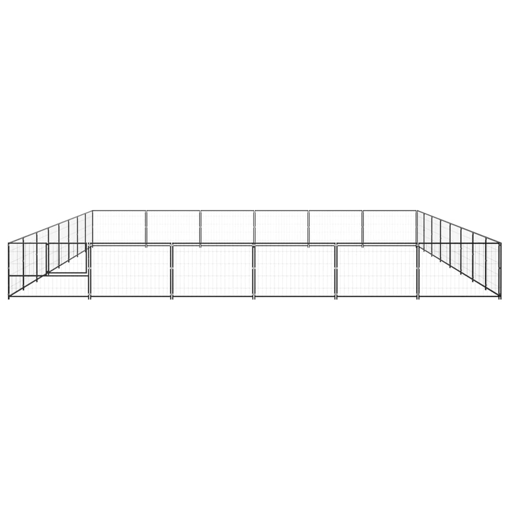 Hondenkennel 48 m² staal zwart 800 x 600 x 70 cm Zwart