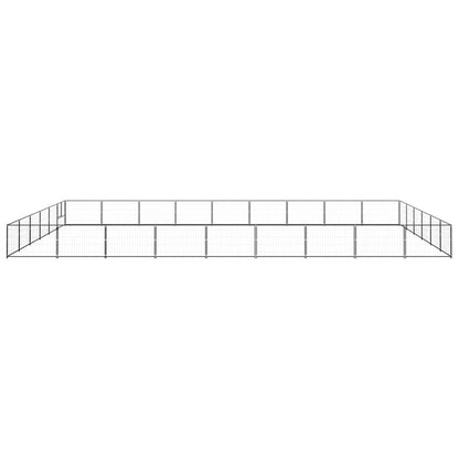 Hondenkennel 54 m² staal zwart 900 x 600 x 70 cm Zwart