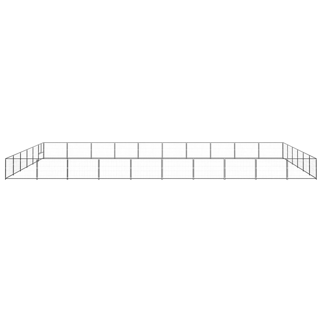 Hondenkennel 60 m² staal zwart 1000 x 600 x 70 cm Zwart