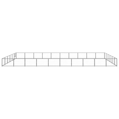 Hondenkennel 60 m² staal zwart 1000 x 600 x 70 cm Zwart