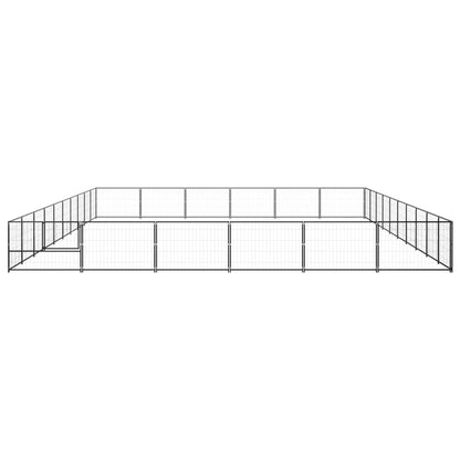 Hondenkennel 60 m² staal zwart 1000 x 600 x 70 cm Zwart