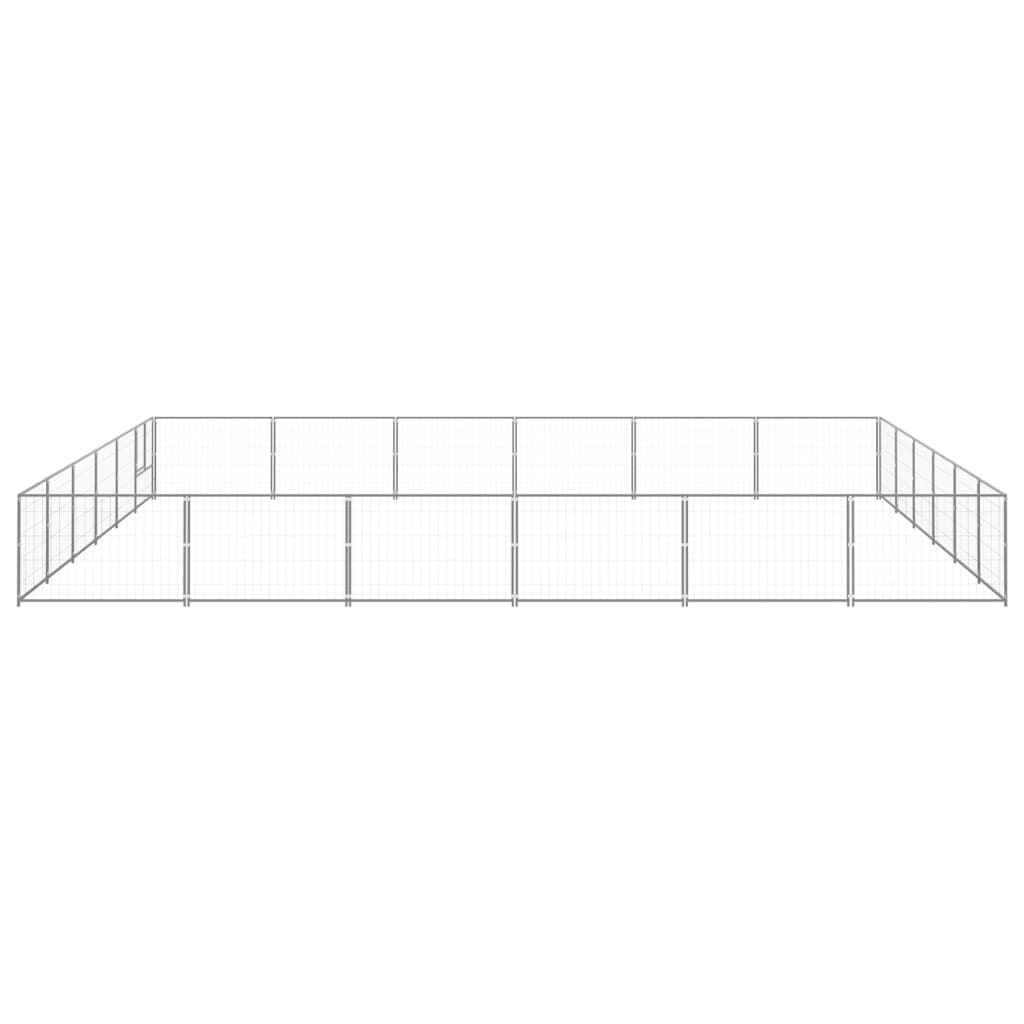 Hondenkennel 36 m² staal zilverkleurig 600 x 600 x 70 cm Zilver