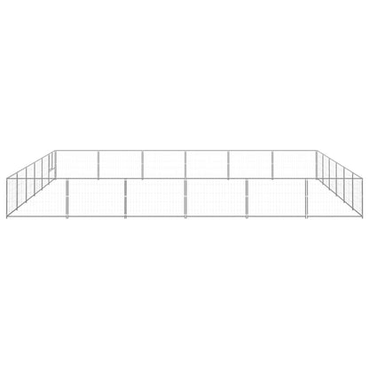 Hondenkennel 36 m² staal zilverkleurig 600 x 600 x 70 cm Zilver
