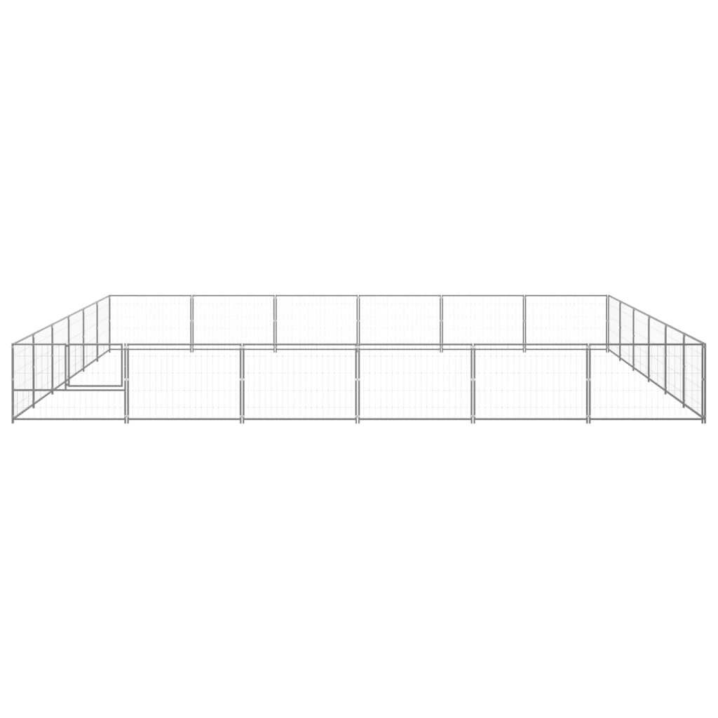 Hondenkennel 36 m² staal zilverkleurig 600 x 600 x 70 cm Zilver