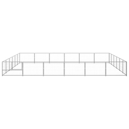Hondenkennel 36 m² staal zilverkleurig 600 x 600 x 70 cm Zilver
