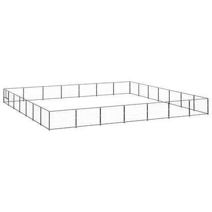 Hondenkennel 49 m² staal zwart 700 x 700 x 70 cm Zwart
