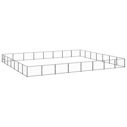 Hondenkennel 56 m² staal zwart 800 x 700 x 70 cm Zwart