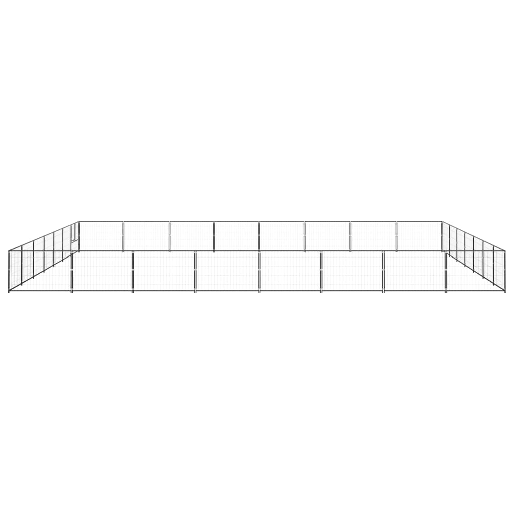 Hondenkennel 56 m² staal zwart 800 x 700 x 70 cm Zwart