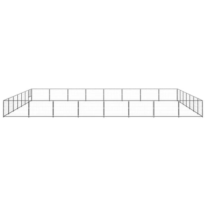 Hondenkennel 56 m² staal zwart 800 x 700 x 70 cm Zwart