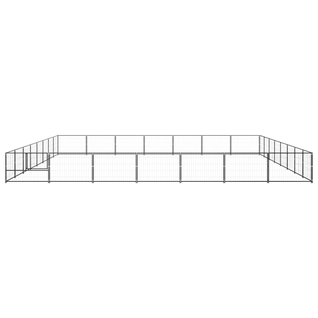 Hondenkennel 56 m² staal zwart 800 x 700 x 70 cm Zwart