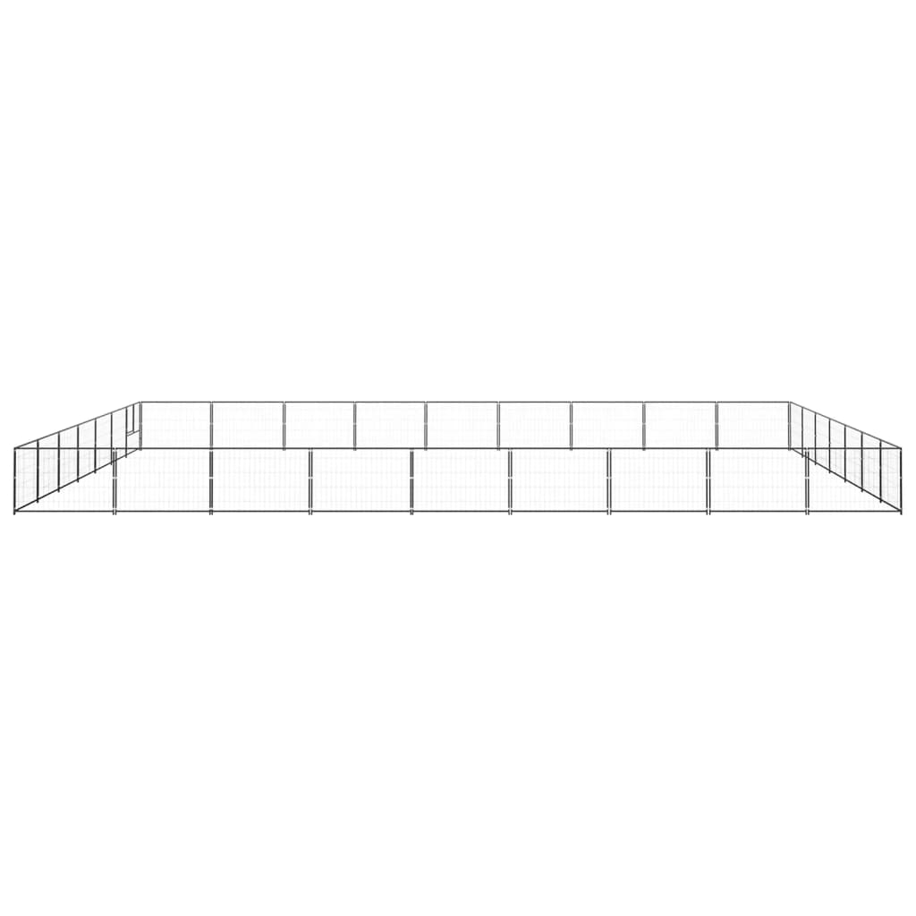 Hondenkennel 63 m² staal zwart 900 x 700 x 70 cm Zwart