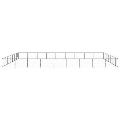 Hondenkennel 63 m² staal zwart 900 x 700 x 70 cm Zwart