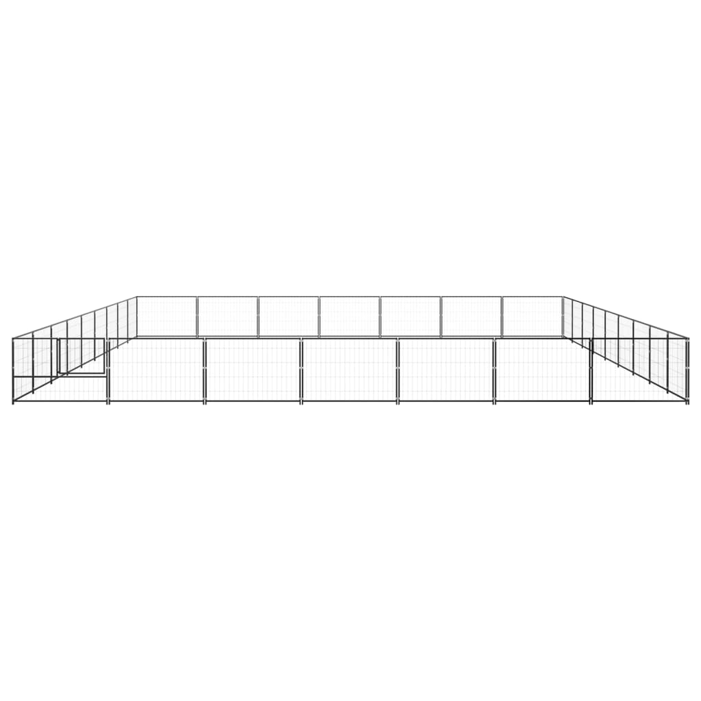 Hondenkennel 63 m² staal zwart 900 x 700 x 70 cm Zwart