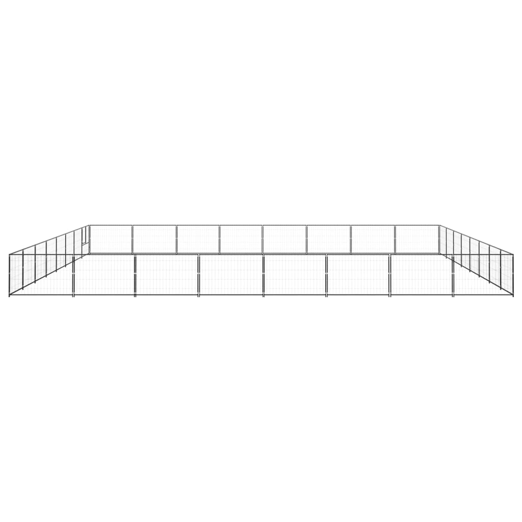 Hondenkennel 64 m² staal zwart 800 x 800 x 70 cm Zwart