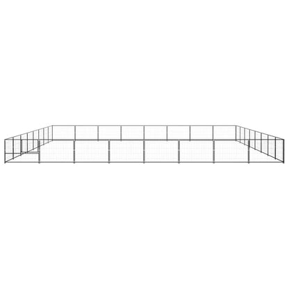 Hondenkennel 64 m² staal zwart 800 x 800 x 70 cm Zwart
