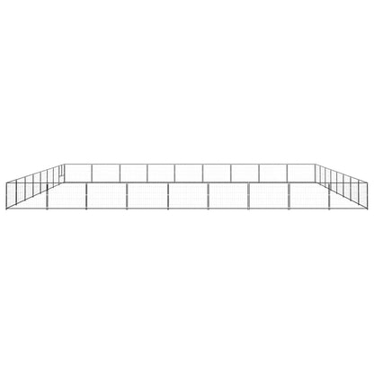 Hondenkennel 72 m² staal zwart 900 x 800 x 70 cm Zwart