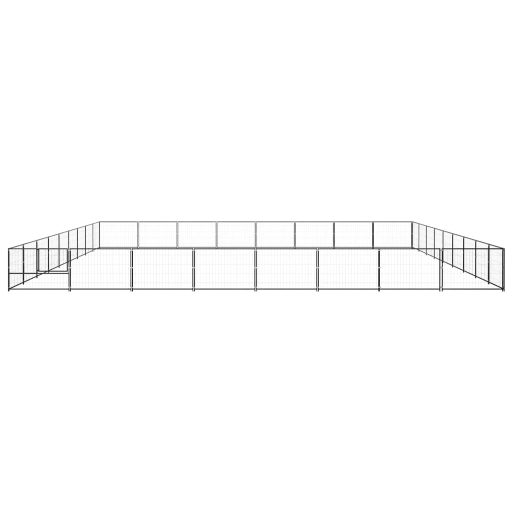 Hondenkennel 72 m² staal zwart 900 x 800 x 70 cm Zwart