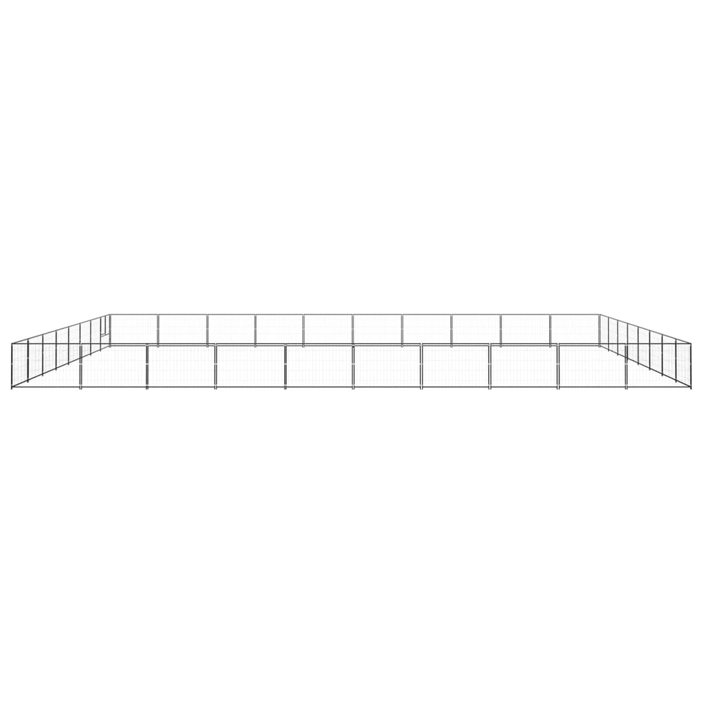 Hondenkennel 80 m² staal zwart 1000 x 800 x 70 cm Zwart