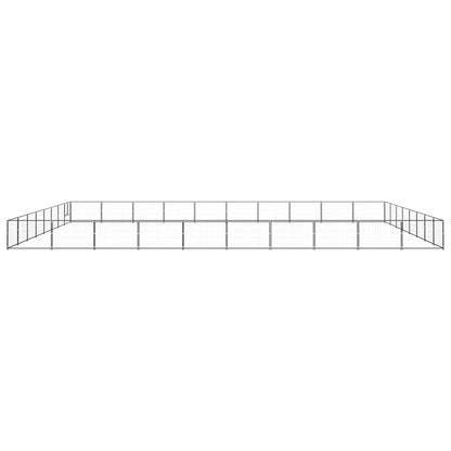 Hondenkennel 80 m² staal zwart 1000 x 800 x 70 cm Zwart