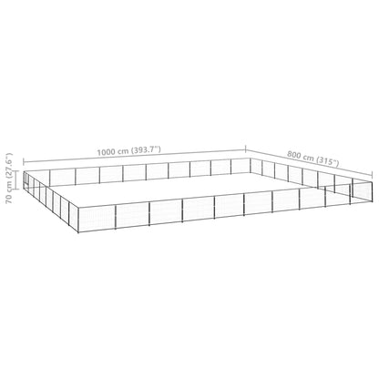 Hondenkennel 80 m² staal zwart 1000 x 800 x 70 cm Zwart