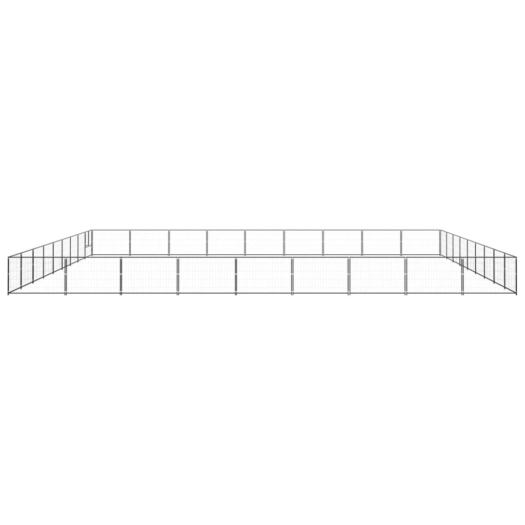 Hondenkennel 81 m² staal zwart 900 x 900 x 70 cm Zwart