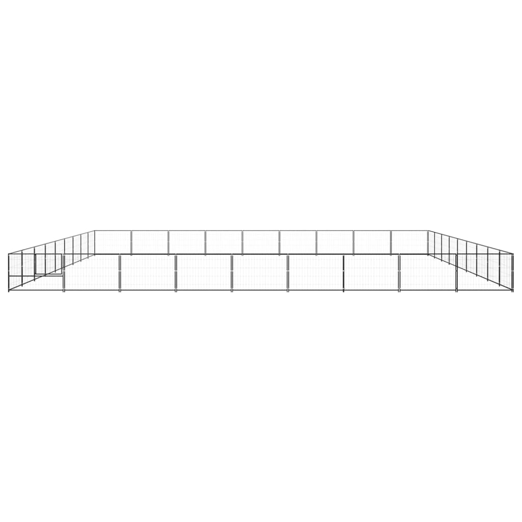 Hondenkennel 81 m² staal zwart 900 x 900 x 70 cm Zwart