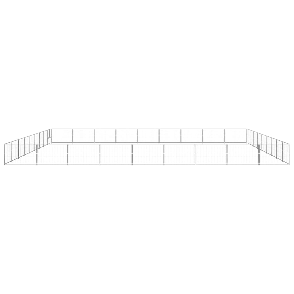 Hondenkennel 81 m² staal zilverkleurig 900 x 900 x 70 cm Zilver