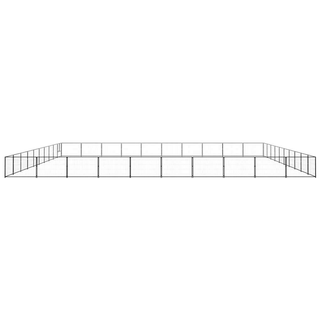 Hondenkennel 100 m² staal zwart 1000 x 1000 x 70 cm Zwart