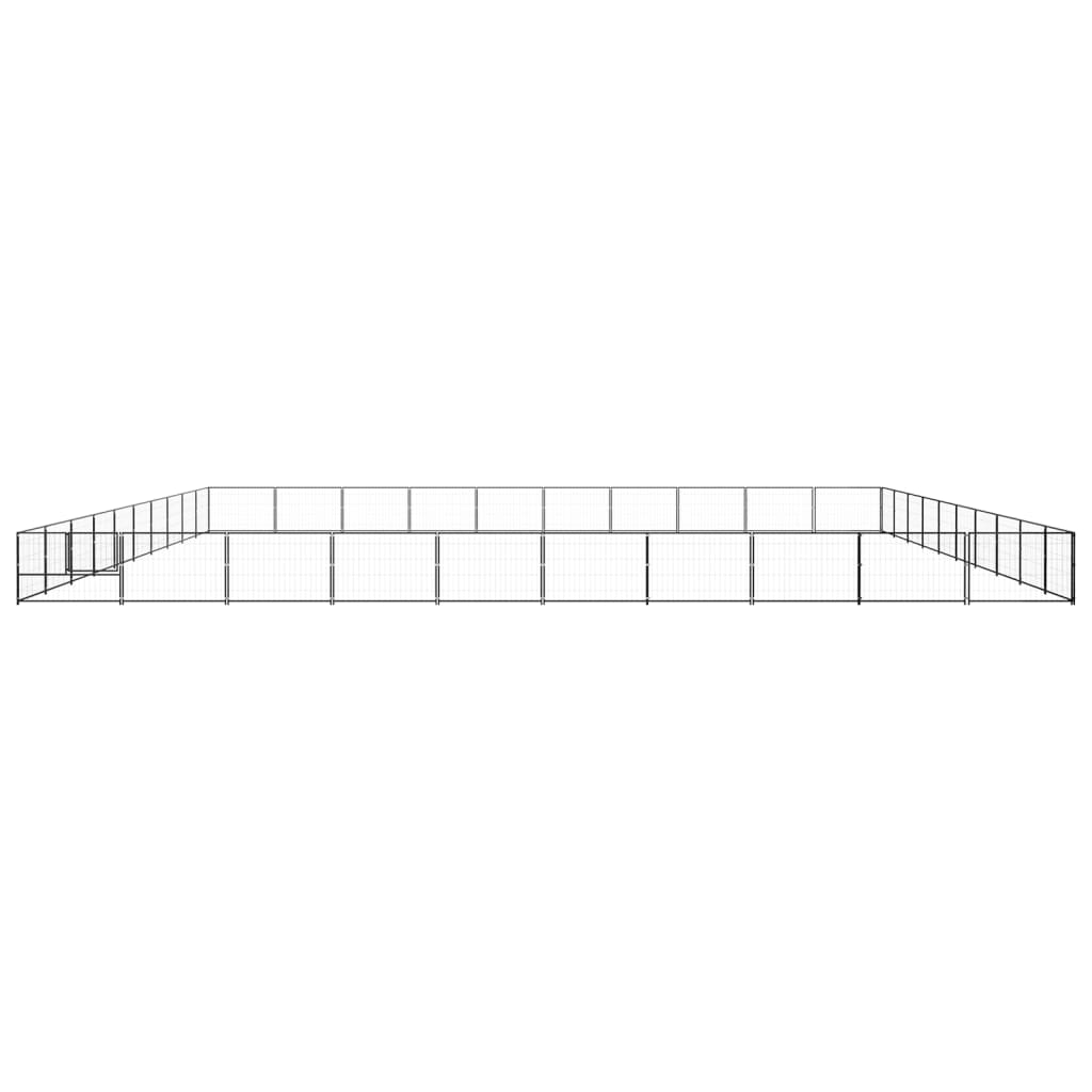 Hondenkennel 100 m² staal zwart 1000 x 1000 x 70 cm Zwart