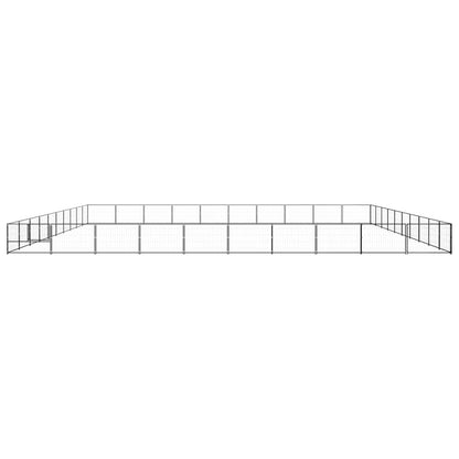 Hondenkennel 100 m² staal zwart 1000 x 1000 x 70 cm Zwart