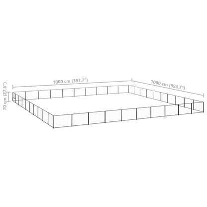 Hondenkennel 100 m² staal zwart 1000 x 1000 x 70 cm Zwart