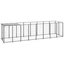 Hondenkennel 4,84 m² staal zwart 440 x 110 x 110 cm Zwart
