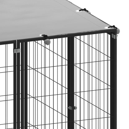Hondenkennel 4,84 m² staal zwart 440 x 110 x 110 cm Zwart