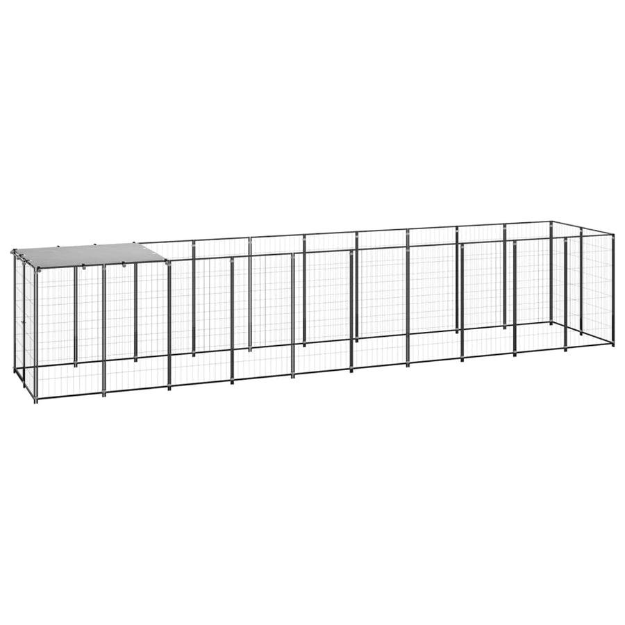 Hondenkennel 6,05 m² staal zwart 550 x 110 x 110 cm Zwart