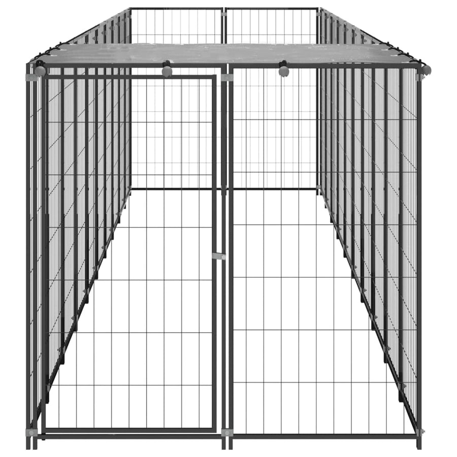 Hondenkennel 6,05 m² staal zwart 550 x 110 x 110 cm Zwart