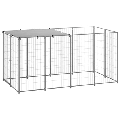 Hondenkennel 2,42 m² staal zilverkleurig 220 x 110 x 110 cm Zilver