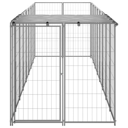 Hondenkennel 4,84 m² staal zilverkleurig 440 x 110 x 110 cm Zilver